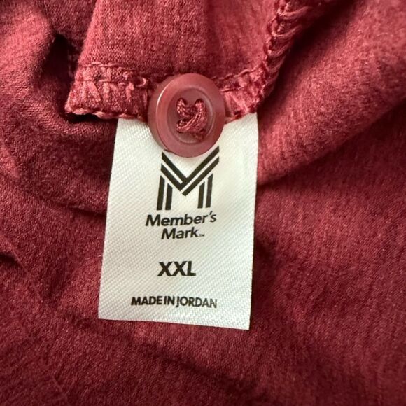 Classic Burgundy Polo Shirt with Textured Fabric and Short Sleeves Members Mark - Picture 5 of 7